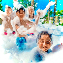 Kids having fun with foam party rentals in DeLand, Florida